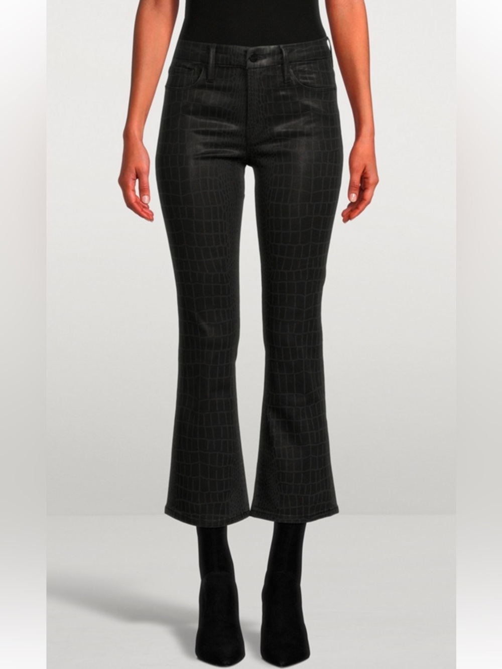 FRAME Le Crop Mini Bootcut‎ Croc-Embossed Jeans Size 26 EUC
